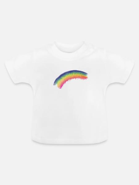 Regenbogen Pinselbogen - Baby Bio-T-Shirt mit Rundhals - Weiß