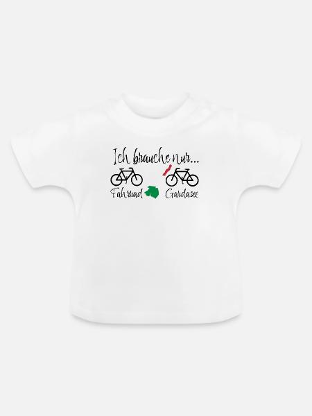 Gardasee mit Fahrrad - Baby Bio-T-Shirt mit Rundhals - Weiß