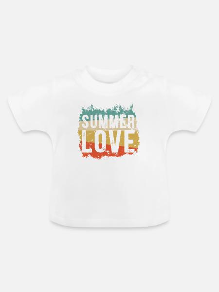 Sommerliebe im Retro Grunge - Baby Bio-T-Shirt mit Rundhals - Weiß