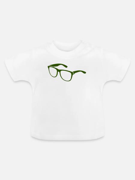 brille - Baby Bio-T-Shirt mit Rundhals - Weiß