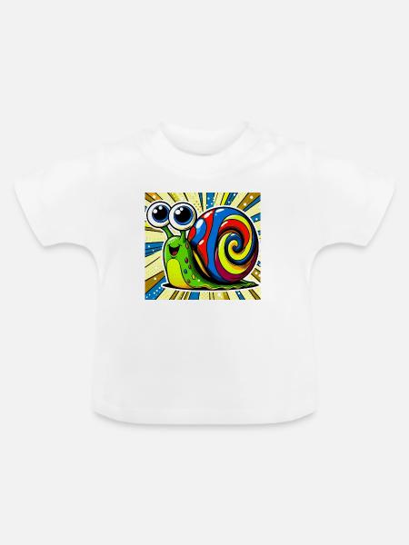 Schnecke - Baby Bio-T-Shirt mit Rundhals - Weiß