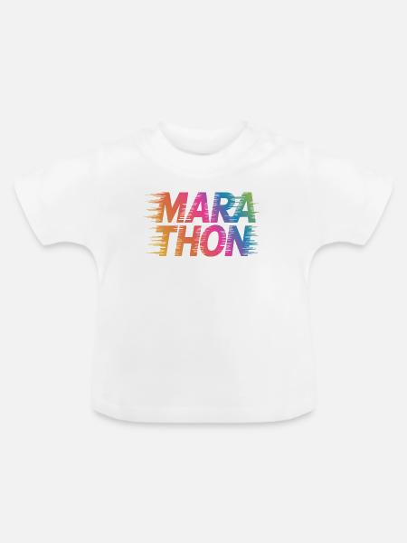Marathon Gradient Sprintfarben - Baby Bio-T-Shirt mit Rundhals - Weiß