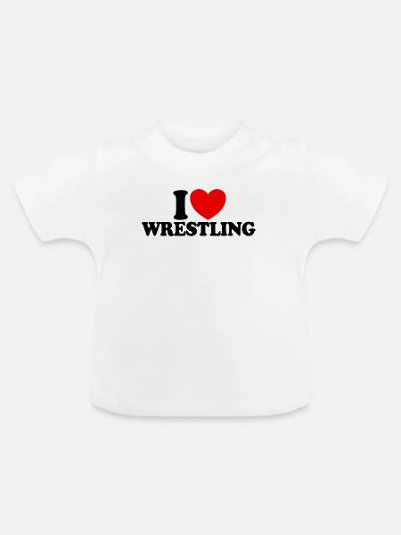 Ich liebe Wrestling - Baby Bio-T-Shirt mit Rundhals - Weiß