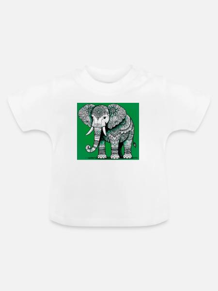 Elefant - Baby Bio-T-Shirt mit Rundhals - Weiß
