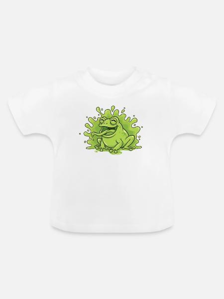 Fröhlicher Frosch im Slime Splash - Baby Bio-T-Shirt mit Rundhals - Weiß