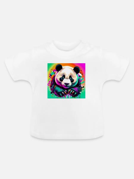 Panda - Baby Bio-T-Shirt mit Rundhals - Weiß