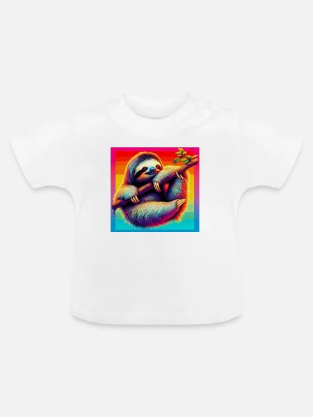 Faultier - Baby Bio-T-Shirt mit Rundhals - Weiß
