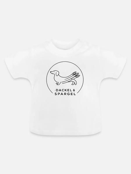 dackel und spargel - Baby Bio-T-Shirt mit Rundhals - Weiß