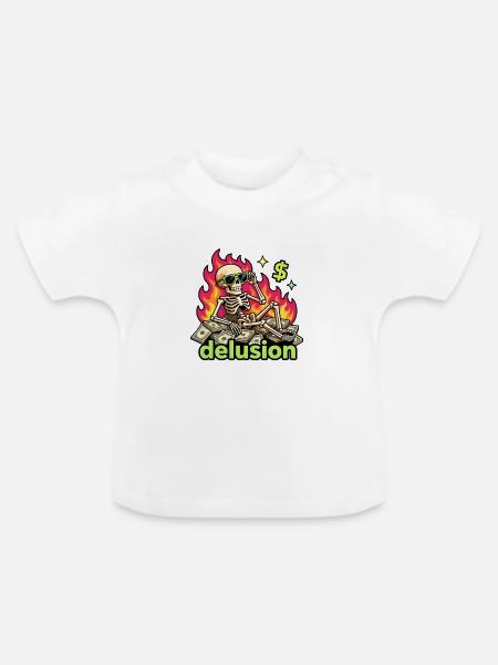 Flammende Dollar Skelett-Wahnvorstellung - Baby Bio-T-Shirt mit Rundhals - Weiß