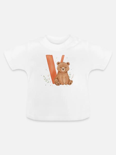 Niedlicher Bär mit V - Baby Bio-T-Shirt mit Rundhals - Weiß