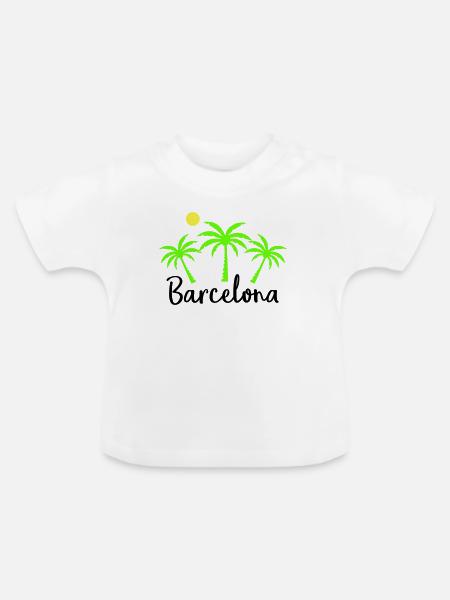 Barcelona - Baby Bio-T-Shirt mit Rundhals - Weiß