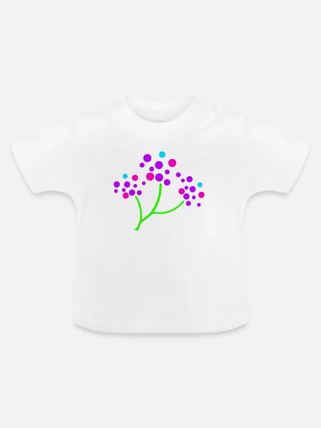 Neon Blossom Branch - Baby Bio-T-Shirt mit Rundhals - Weiß