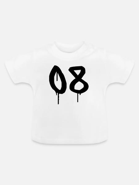 Nummer 08 Urbaner Graffiti-Stil - Baby Bio-T-Shirt mit Rundhals - Weiß