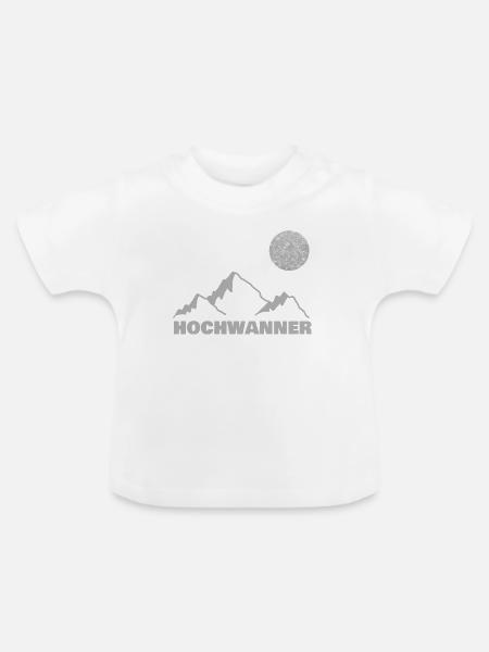 Hochwanner Bergsilhouette Mond - Baby Bio-T-Shirt mit Rundhals - Weiß