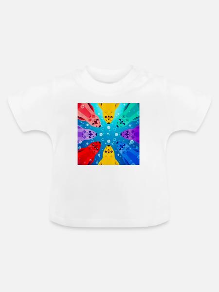 Bunte Kreis-Koi - Baby Bio-T-Shirt mit Rundhals - Weiß