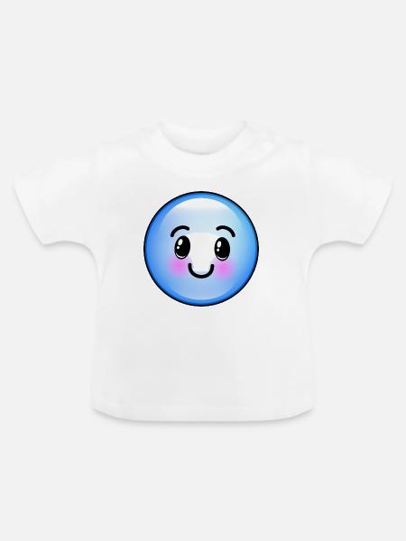Niedliche blaue Blase - Baby Bio-T-Shirt mit Rundhals - Weiß
