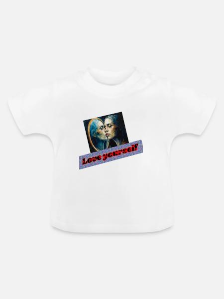Liebe dich selbst Spiegelporträt - Baby Bio-T-Shirt mit Rundhals - Weiß
