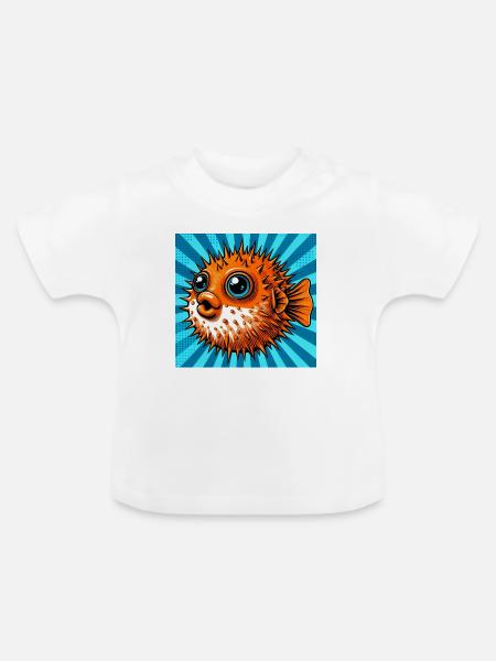 Kugelfisch - Baby Bio-T-Shirt mit Rundhals - Weiß