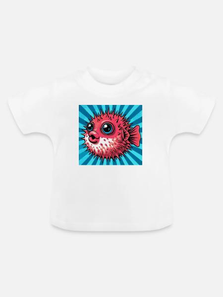 Kugelfisch - Baby Bio-T-Shirt mit Rundhals - Weiß