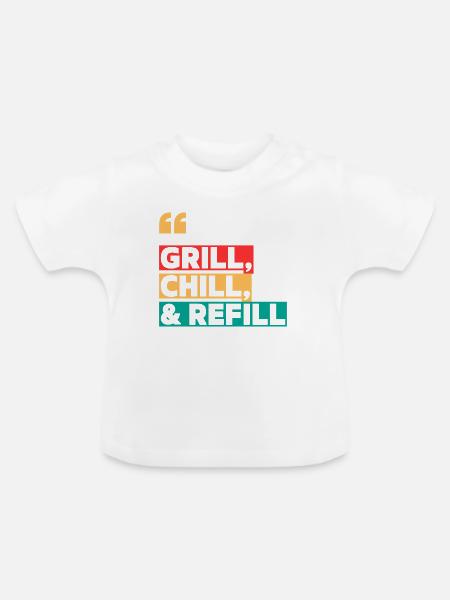 Grillen, Kühlen und Nachfüllen - Baby Bio-T-Shirt mit Rundhals - Weiß