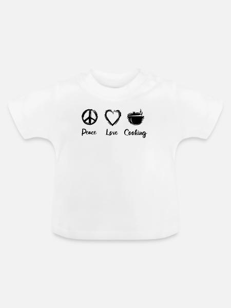 Ich liebe es zu kochen - Baby Bio-T-Shirt mit Rundhals - Weiß