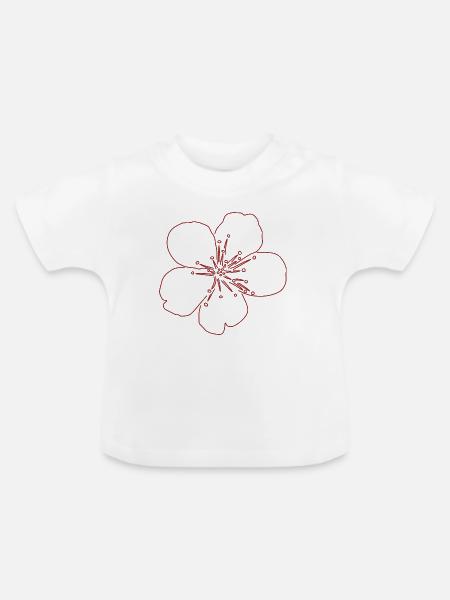 Kirschblüten-Blüten-Sketch - Baby Bio-T-Shirt mit Rundhals - Weiß