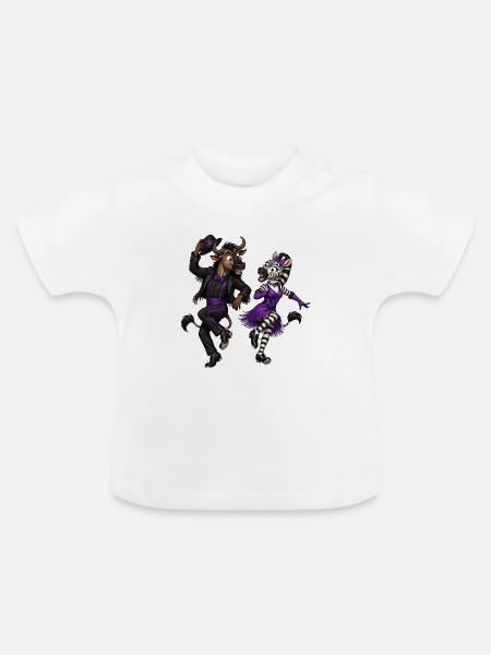Gnu und Zebra im glamourösen Stepptanz - Baby Bio-T-Shirt mit Rundhals - Weiß