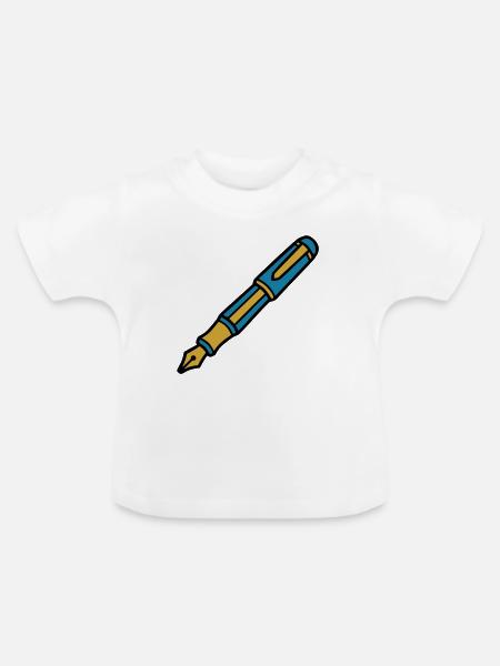 Klassischer Füller Kalligrafie - Baby Bio-T-Shirt mit Rundhals - Weiß