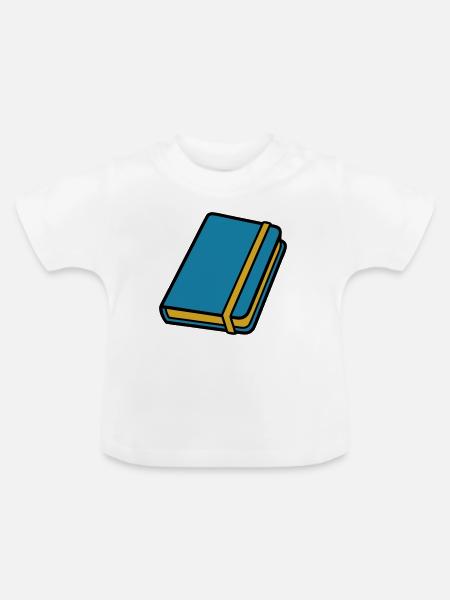 Edles Notizbuch Skizzenbuch - Baby Bio-T-Shirt mit Rundhals - Weiß