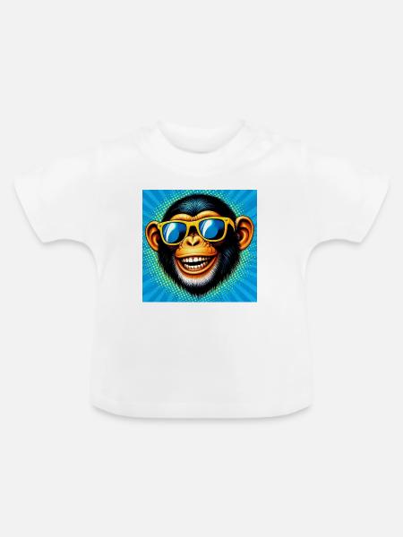 Schimpansen-Affe - Baby Bio-T-Shirt mit Rundhals - Weiß