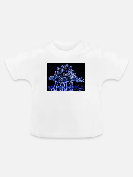 Neon-Stegosaurus-Leuchtmuster - Baby Bio-T-Shirt mit Rundhals - Weiß