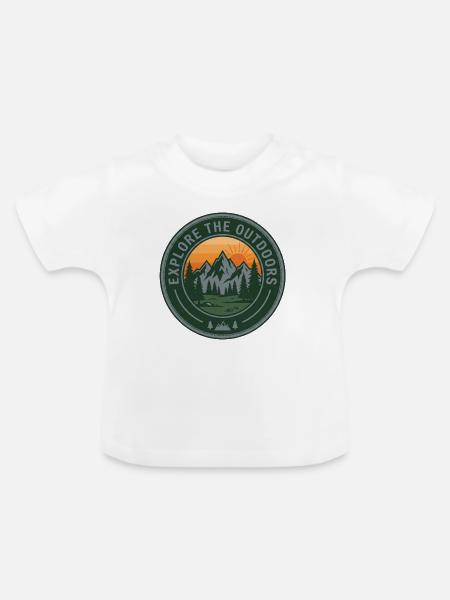 Explore Outdoors Berge - Baby Bio-T-Shirt mit Rundhals - Weiß