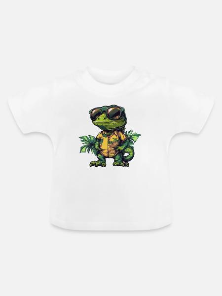 Chameleon Comic Urlaub - Baby Bio-T-Shirt mit Rundhals - Weiß