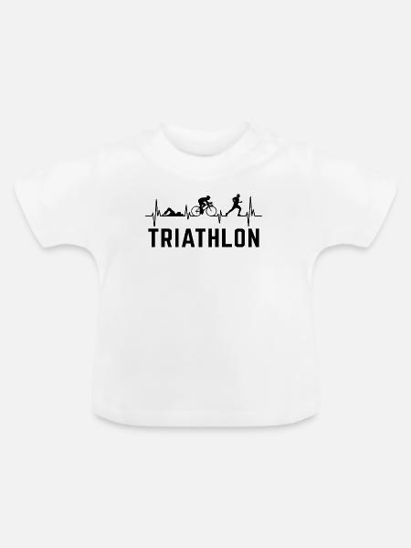 Triathlet Herzschlag-Triathlon - Baby Bio-T-Shirt mit Rundhals - Weiß