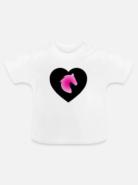 Pferde - Baby Bio-T-Shirt mit Rundhals - Weiß