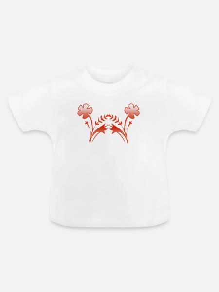 Blumen - Baby Bio-T-Shirt mit Rundhals - Weiß