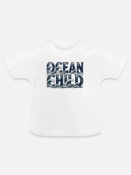 Ocean Child Wellenkunst - Baby Bio-T-Shirt mit Rundhals - Weiß
