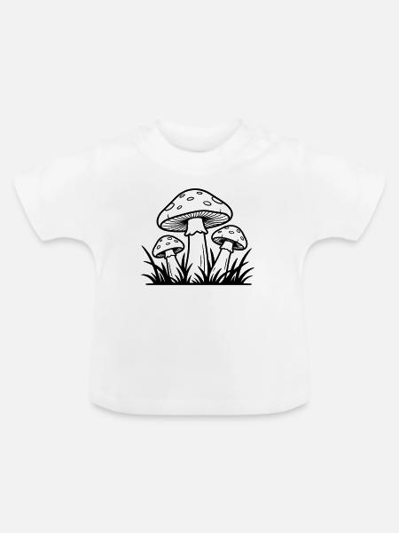 Champignons - Baby Bio-T-Shirt mit Rundhals - Weiß