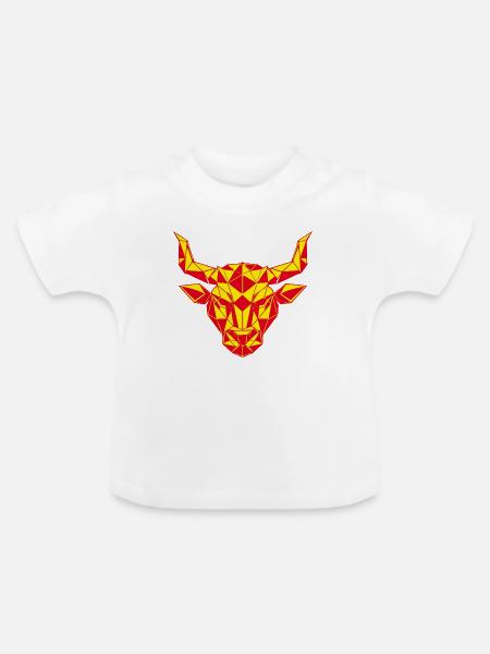 Geometrischer Stierkopf Feuerrot, Sternzeichen  - Baby Bio-T-Shirt mit Rundhals - Weiß
