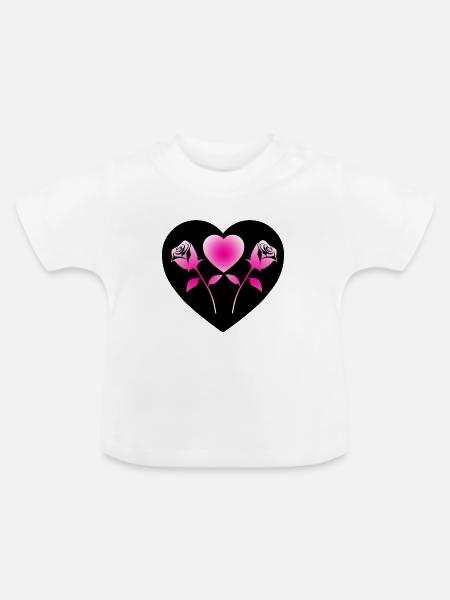 Rosen - Baby Bio-T-Shirt mit Rundhals - Weiß