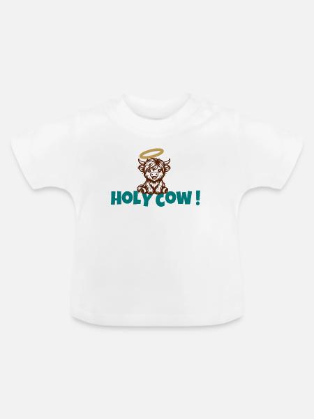 Holy Cow Halo Cartoon - Baby Bio-T-Shirt mit Rundhals - Weiß