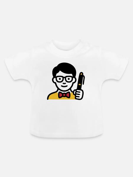 Lehrer Professor Brille Comic - Baby Bio-T-Shirt mit Rundhals - Weiß