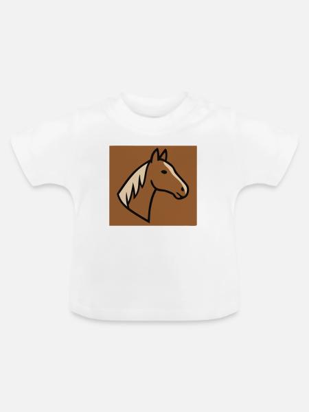 Pferd Profil Kopf Natur - Baby Bio-T-Shirt mit Rundhals - Weiß