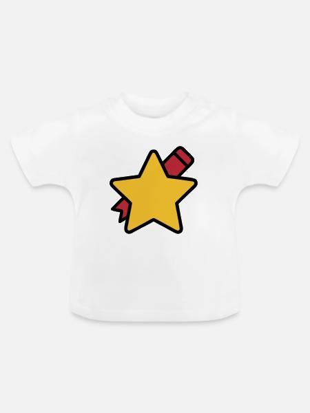 Stern Stift Schule Lehrer - Baby Bio-T-Shirt mit Rundhals - Weiß
