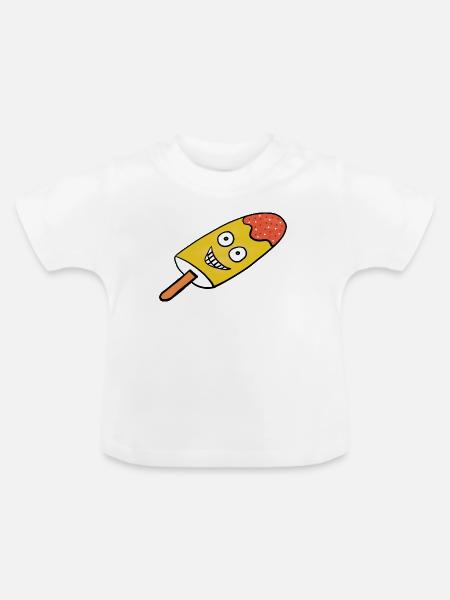 Fröhliches Zitronen-Eis Eiskrem Kinder  - Baby Bio-T-Shirt mit Rundhals - Weiß
