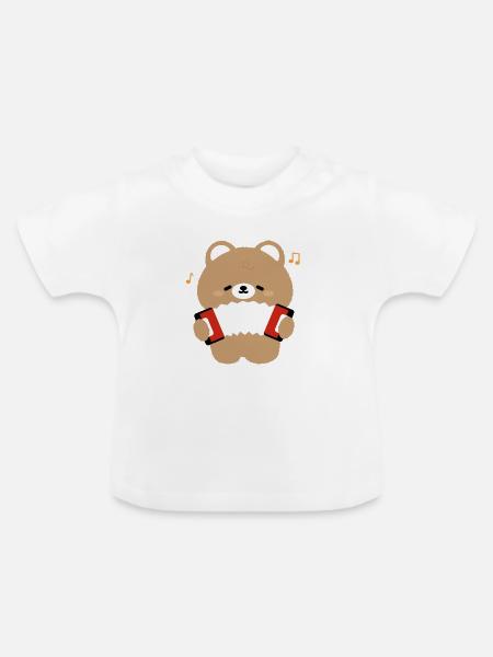Bären-Akkordeon - Baby Bio-T-Shirt mit Rundhals - Weiß