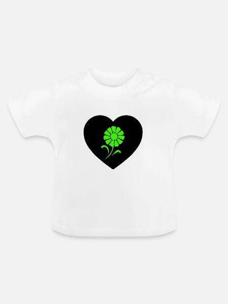 Blumen - Baby Bio-T-Shirt mit Rundhals - Weiß