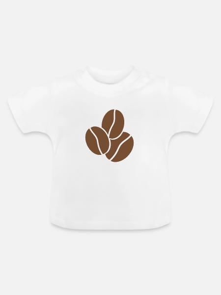 Kaffeebohnen - Baby Bio-T-Shirt mit Rundhals - Weiß