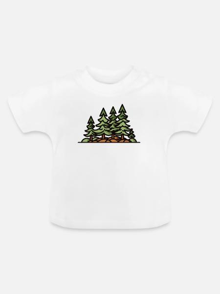 Wald Bäume - Baby Bio-T-Shirt mit Rundhals - Weiß