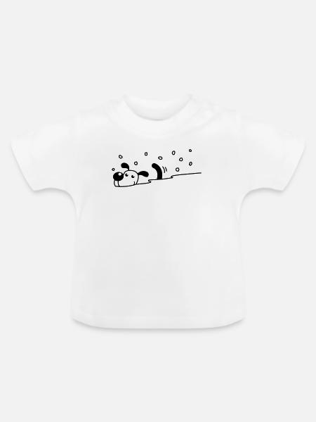 Niedlicher Hund im Schnee - Baby Bio-T-Shirt mit Rundhals - Weiß